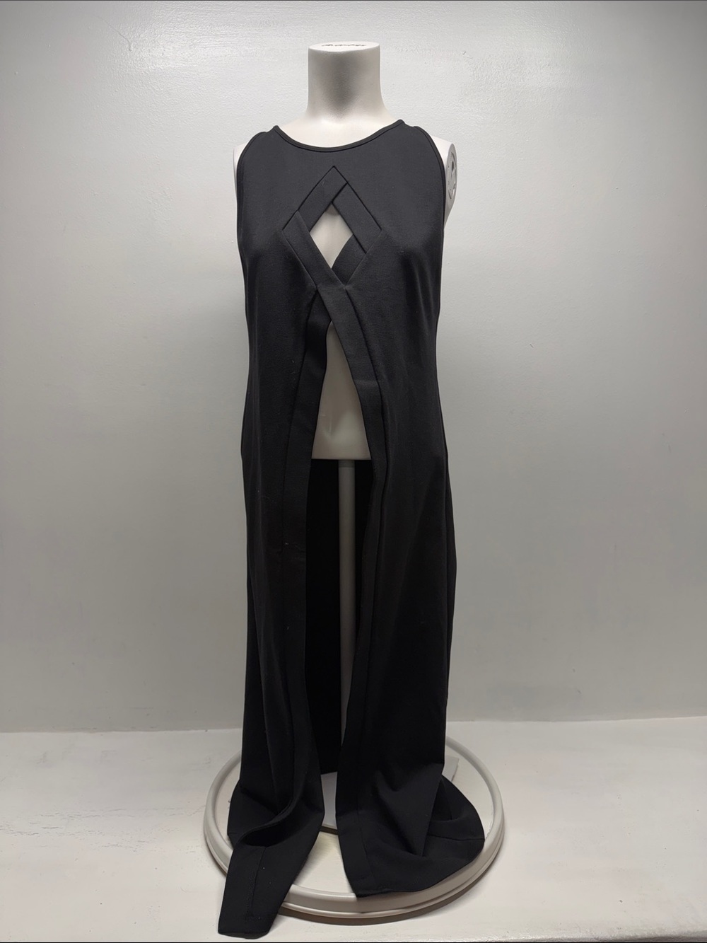 Stagni 47 Layering Top Dress Open Sleeveless Lattice Maxi Black NWT Size Small
